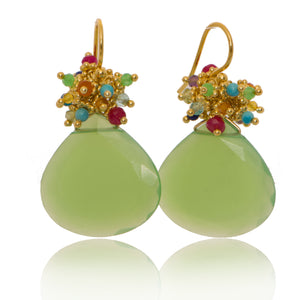Large Chrysoprase Classic Earring with Rainbow Top