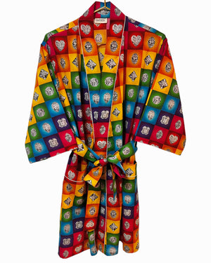 LAST ONE-Diamond Checkered Kimono Robe