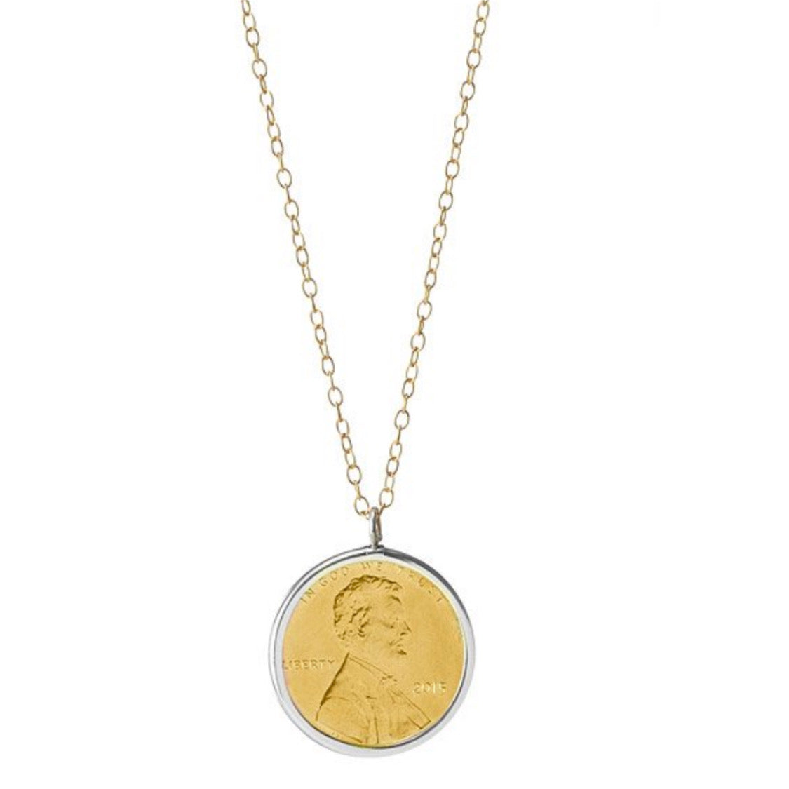 CUSTOMIZABLE Gold Plated Chain with YELLOW GOLD Plated Penny