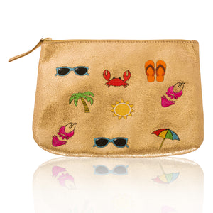 Leather Vacation Zip Clutch-Large