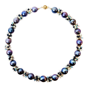 Peacock Baroque Freshwater Pearl Necklace with Assorted Semi Precious Clusters