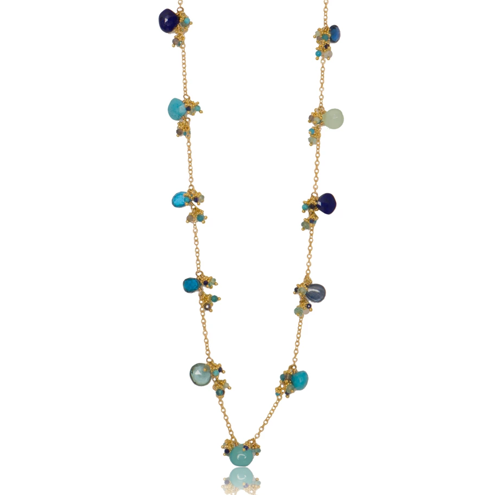 Short Linked Classic Jellybean Necklace - Blues