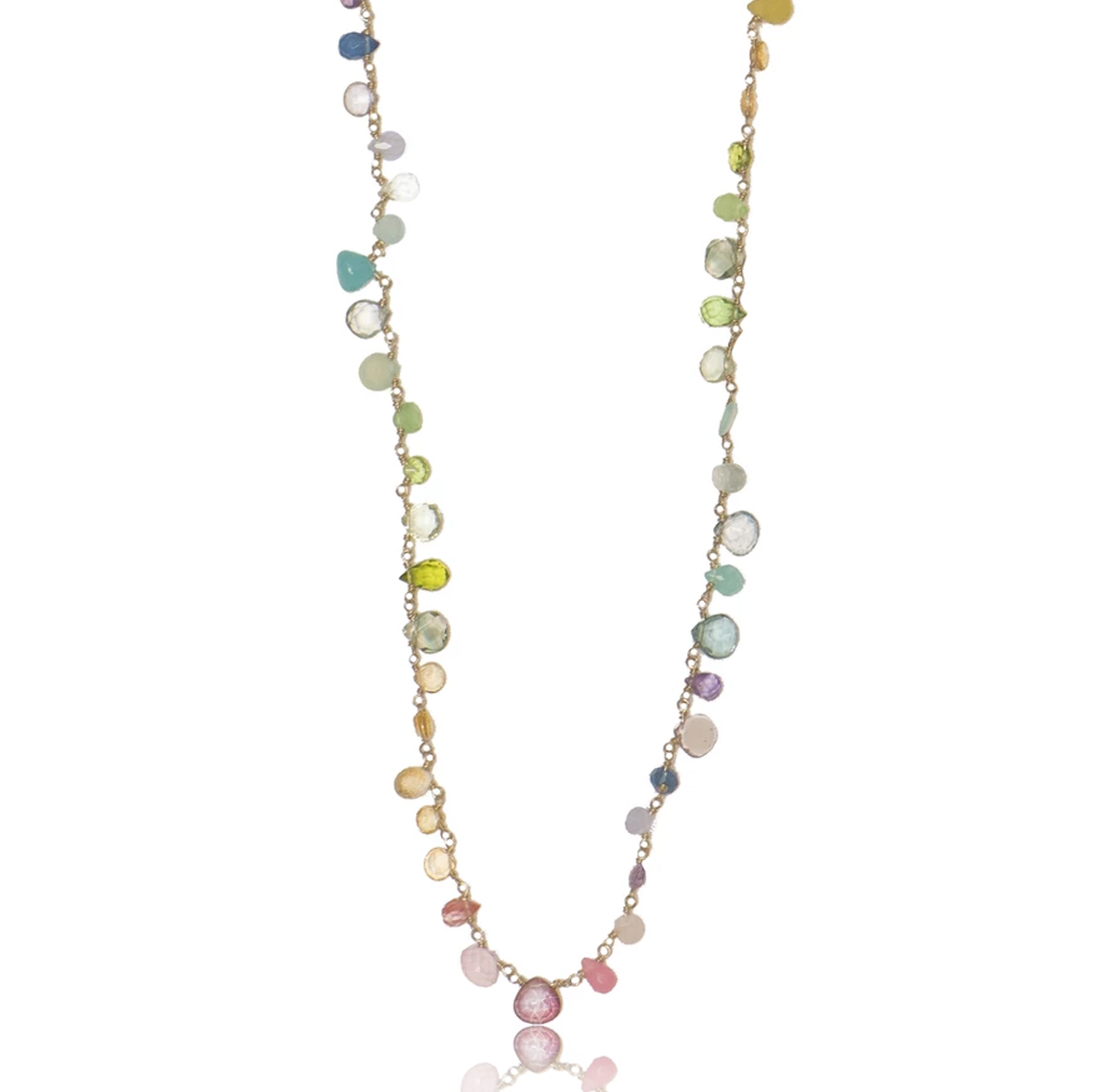 Long Pastel Ombre Necklace with Assorted Pastel Semi Precious Stones
