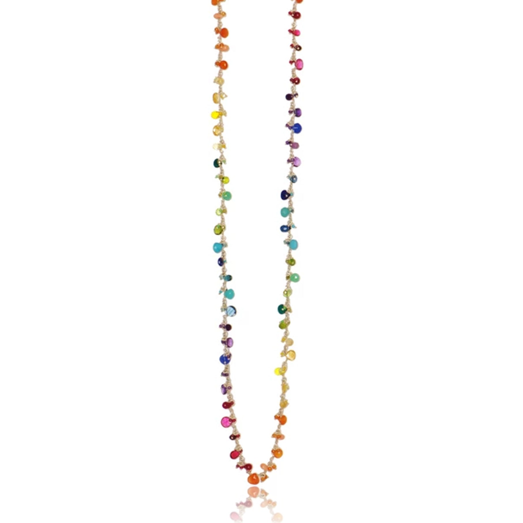 Long Rainbow Ombre Linked Necklace