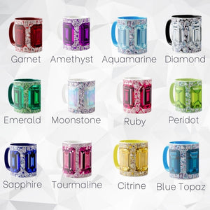 New-SET OF 12-11 oz BIRTHSTONE Mugs