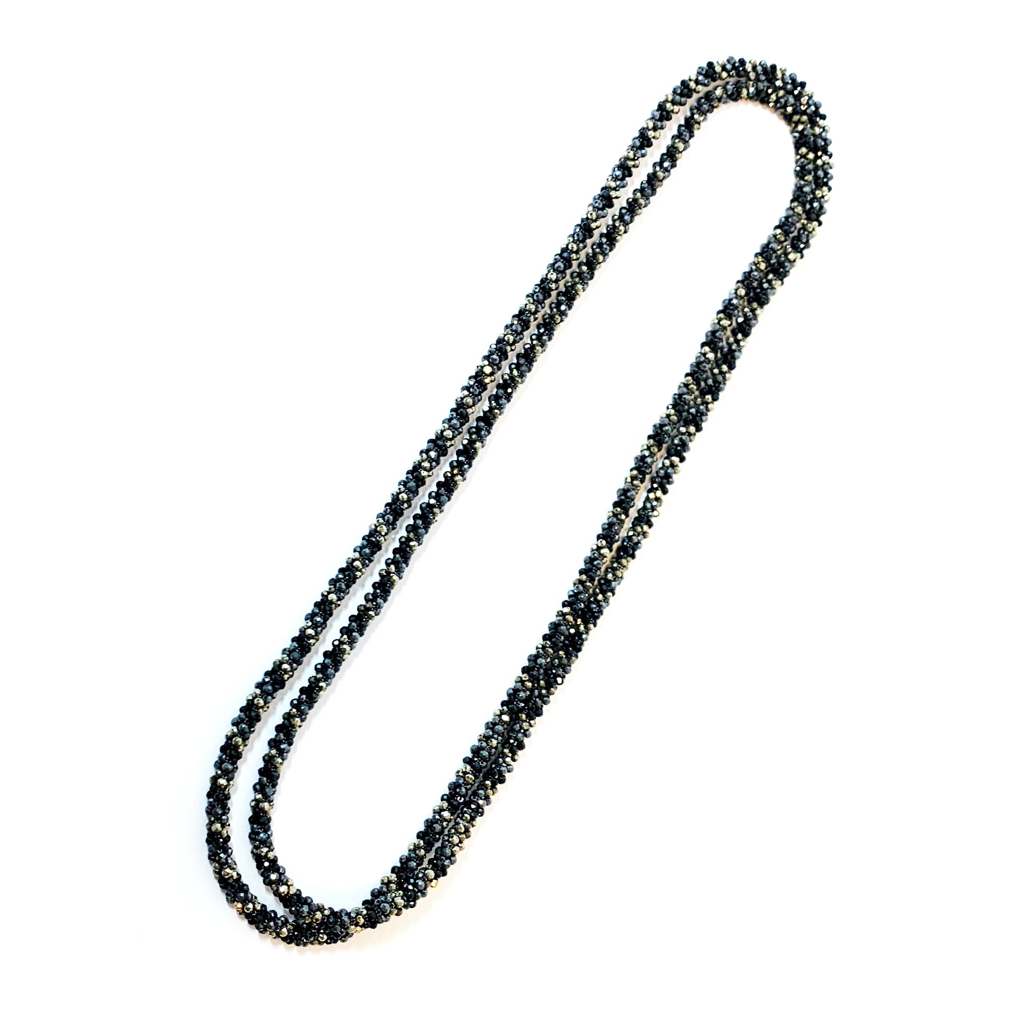 Woven Necklace - Spinel, Hematite and Pyrite