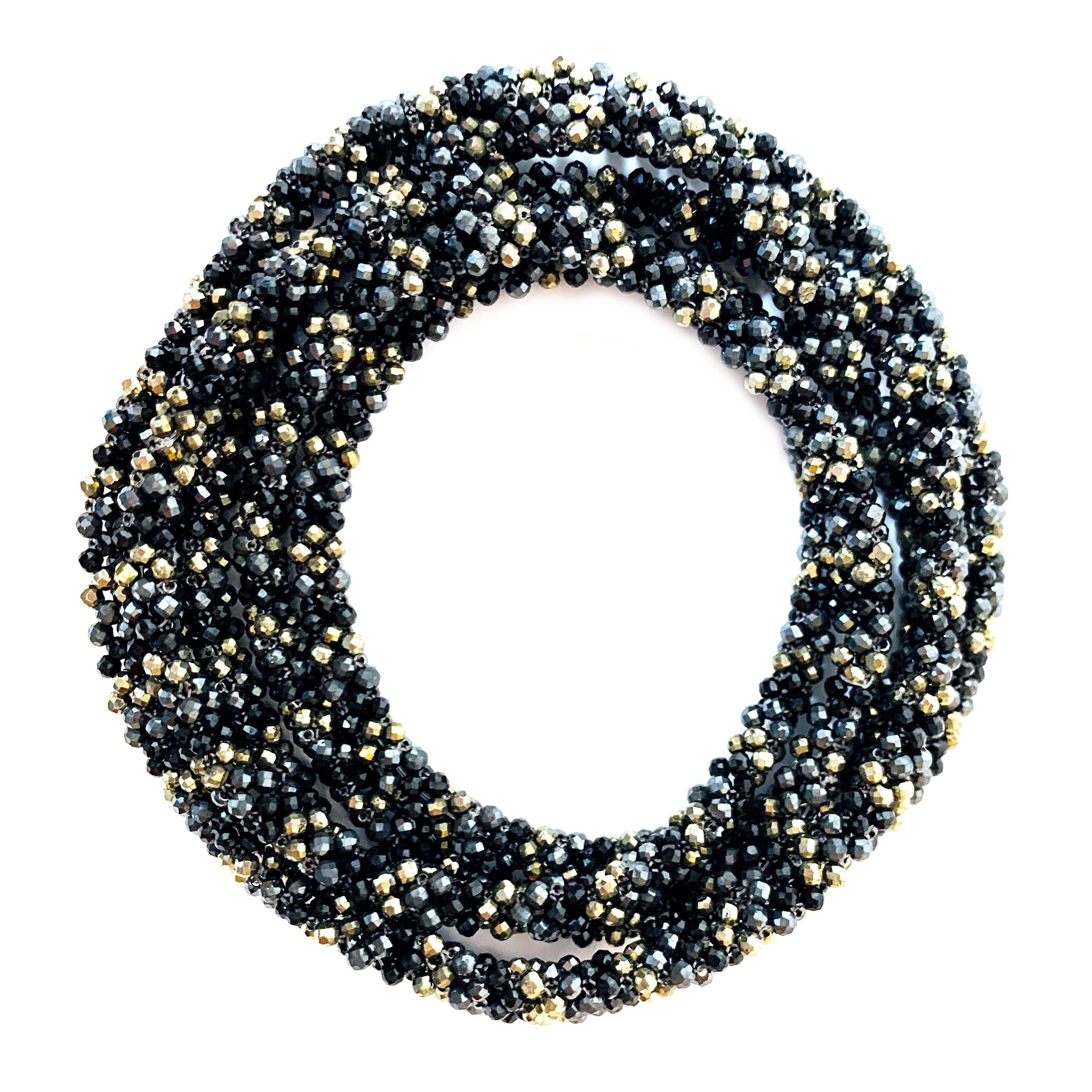 Woven Necklace - Spinel, Hematite and Pyrite