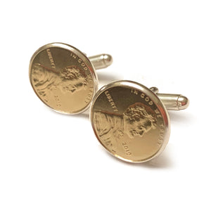 CUSTOMIZABLE Gold Plated Penny Cufflinks