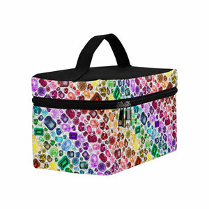 Rainbow Gem+ DIamond Travel Cosmetic Bag (White)