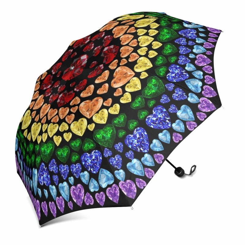 Black Rainbow Gemstone "Heart" Umbrella (Regular)