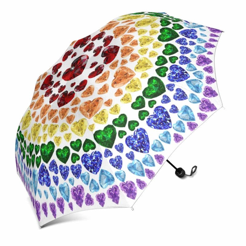 White Rainbow Gemstone "Heart" Umbrella (Regular)